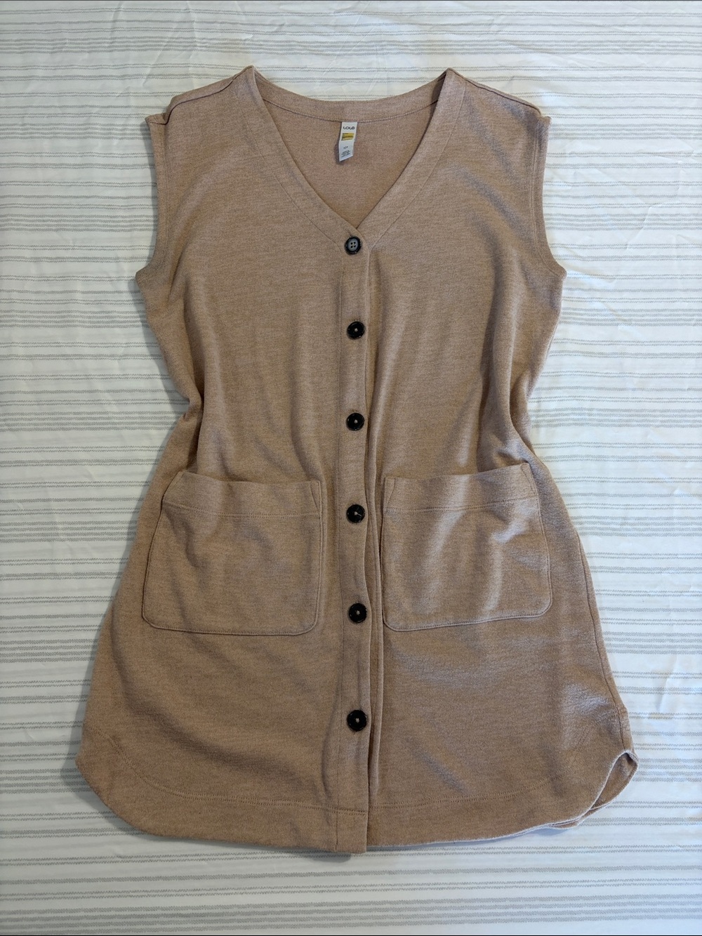 Lole Sleeveless Button-Front Vest in Light Brown